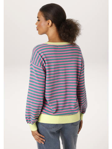 Aniston CASUAL Strickpullover in pink-smaragdgrün-neongrün