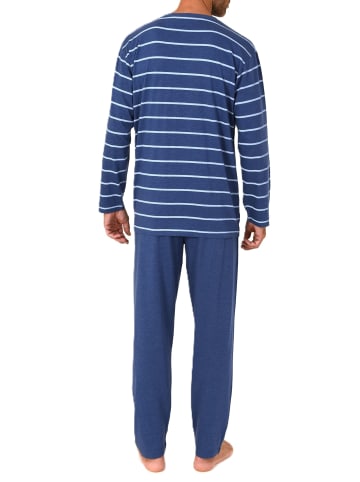 NORMANN Langarm Schlafanzug Pyjama Streifen in navy