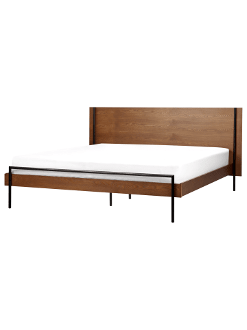 Beliani Doppelbett LIBERMONT in Braun/Schwarz - (W) 204 x (H) 100 x (L) 208 cm