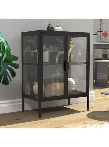 ebuy24 Vitrinenschrank FlokaS schwarz Schwarz 60 x 35 cm