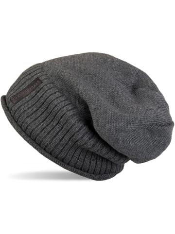 styleBREAKER Feinstrick Beanie Mütze in Dunkelgrau