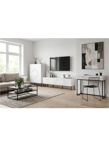 Feldmann-Wohnen Wohnzimmer-Set 3-teilig Clearing weiß / schwarz 362 / 40 / 120cm