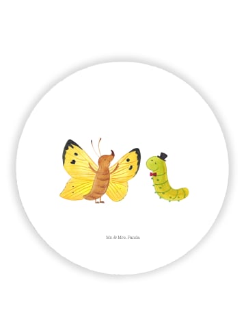 Mr. & Mrs. Panda Rund Magnet Raupe Schmetterling ohne Spruch in Weiß