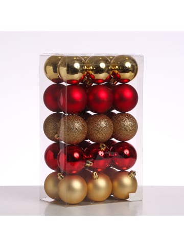 MARELIDA 30er Set Christbaumkugel Weihnachtskugel bruchfest D: 6cm in gold, rot