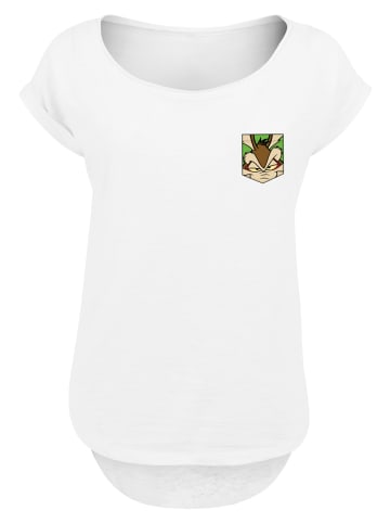 F4NT4STIC Long Cut T-Shirt Looney Tunes Face Faux Pocket in weiß