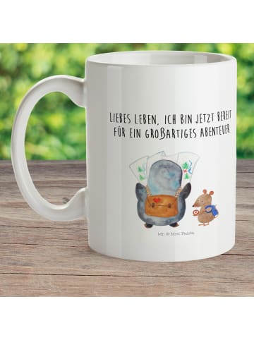 Mr. & Mrs. Panda Tasse Pinguin & Maus Wanderer mit Spruch in Weiß