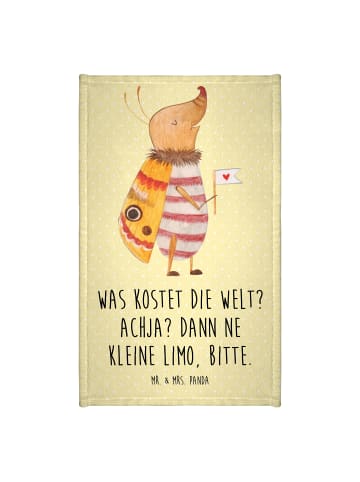Mr. & Mrs. Panda Handtuch Klein Nachtfalter Fähnchen mit Spruch in Gelb Pastell