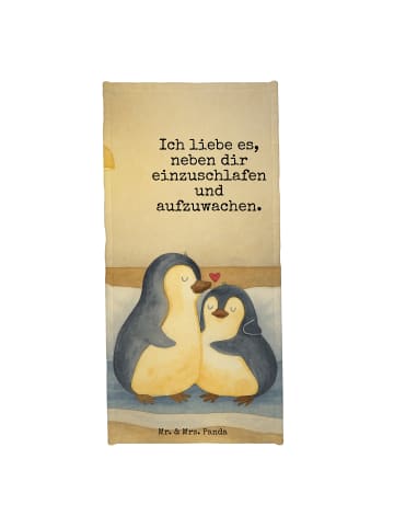 Mr. & Mrs. Panda Handtuch Pinguine Einschlafen Design mit Spruch in Grau Pastell
