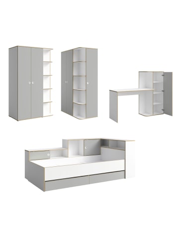 Feldmann-Wohnen Kinderzimmer-Set 3-teilig Pinio weiß / lichtgrau 511,5 / 125,5 / 196,5cm
