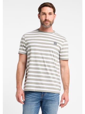 ELBSAND T-Shirt Noe in Stone + Bright White STRIPE
