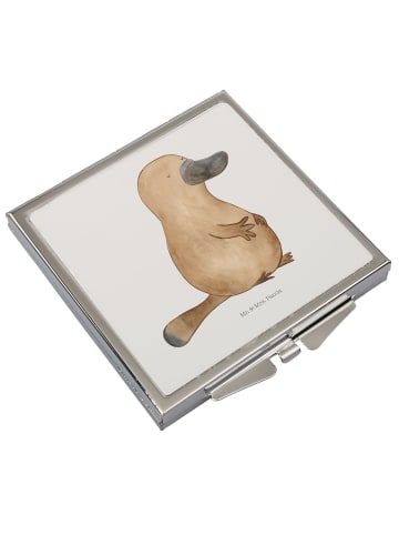 Mr. & Mrs. Panda Kosmetikspiegel Schnabeltier Mut ohne Spruch in Weiß