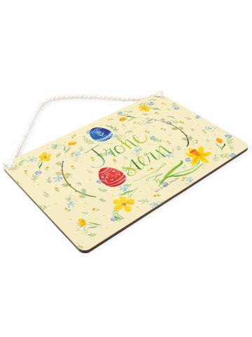 Mr. & Mrs. Panda Schild mit Spruch Ostern Frohe Ostern ohne Spruch in Blumig