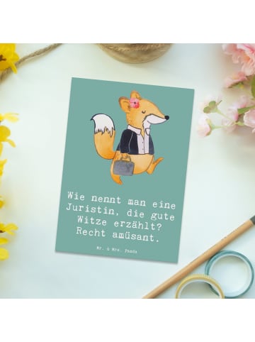 Mr. & Mrs. Panda Postkarte Juristin Humor mit Spruch in Meeresbrise