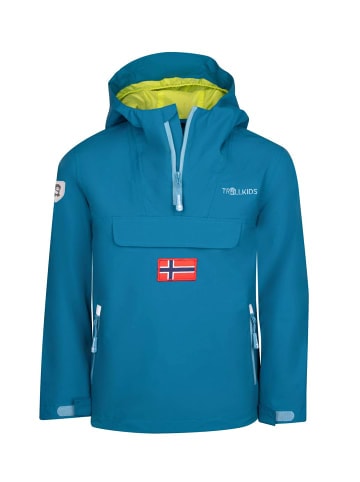 Trollkids Schlupfparka "Bergen" in Petrolgrün/Lime