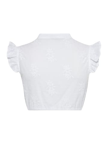 Berwin Bestickte Stehkragenbluse mit kurzem Arm