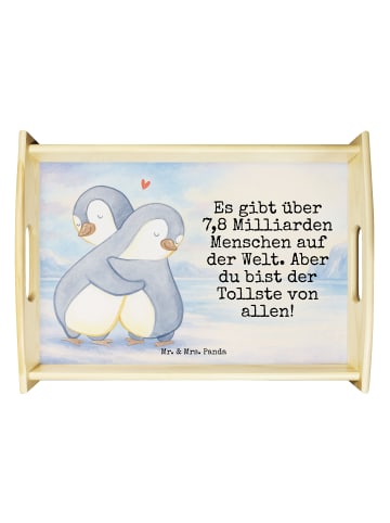 Mr. & Mrs. Panda Küchentablett Pinguine Kuscheln Design mit Spruch in Weiß