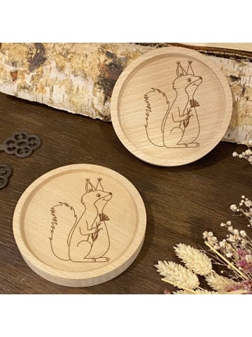 Mr. & Mrs. Panda Holz Untersetzer Eichhörnchen Blume ohne Spruch in Transparent
