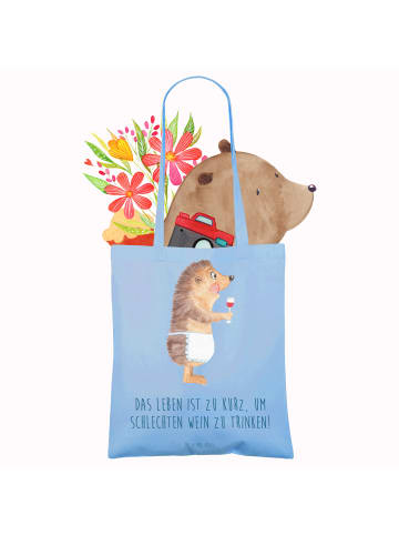 Mr. & Mrs. Panda Shopper Igel Wein mit Spruch in Sky Blue