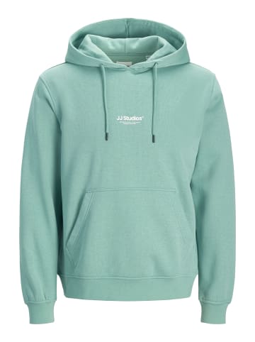 Jack & Jones Kapuzenpullover Kängurutasche Rippbündchen Kordel in Türkis