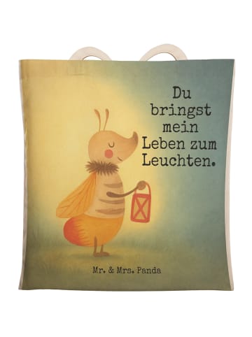 Mr. & Mrs. Panda Einkaufstasche Glühwürmchen Design mit Spruch in Weiß