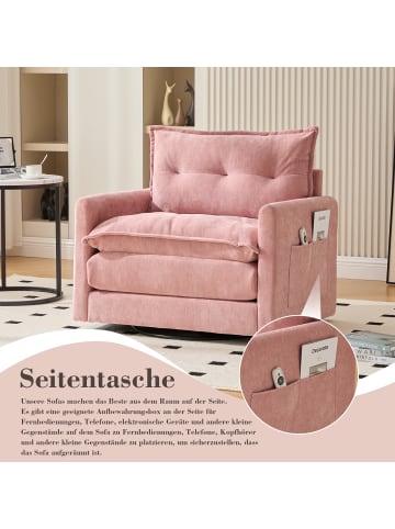 ABRIHOME Loungesessel in Rosa 360° drehbar mit Armlehnen und Kissen 