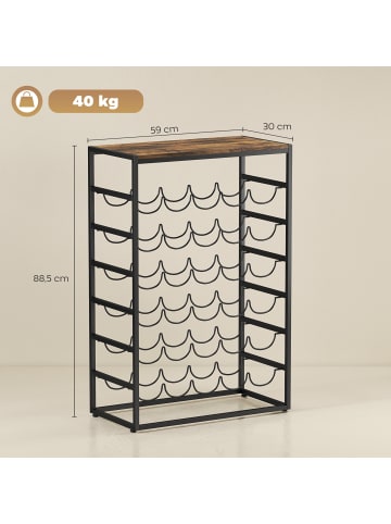 HOMCOM Weinregal-59L x 30B x 88,5H cm-Rustikal-Braun