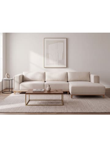 Beliani Ecksofa VENG in Weiß/Braun - (W) 347 x (H) 84 x (L) 156 cm linksseitig