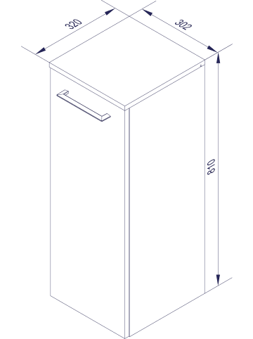 Fackelmann Midischrank LIMA in weiß-30,2(B)x81(H)x32(T)cm