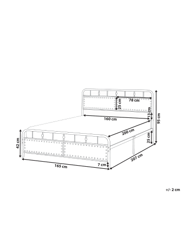 Beliani Doppelbett BREUILLET in Schwarz/Beige - (W) 165 x (H) 95 x (L) 207 cm
