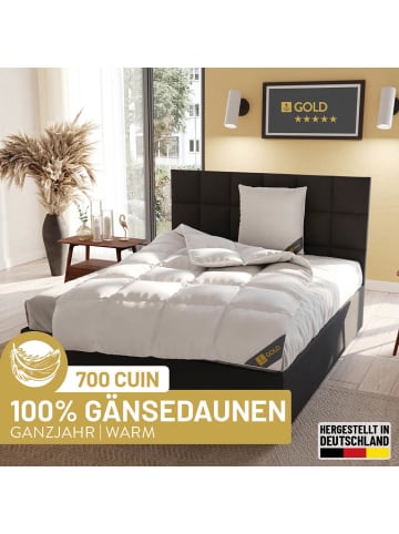 Spessarttraum Warme Ganzjahres-Gänsedaunendecke "Gold" in weiß