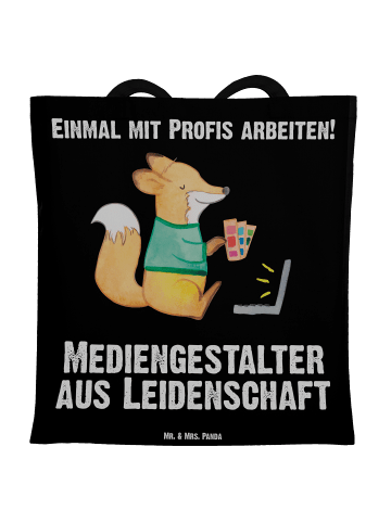 Mr. & Mrs. Panda Tote Bag Mediengestalter Leidenschaft mit Spruch in Schwarz