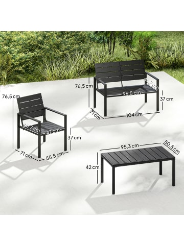 Outsunny Balkonmöbel Set in Schwarz 104L x 71B x 76,5H cm