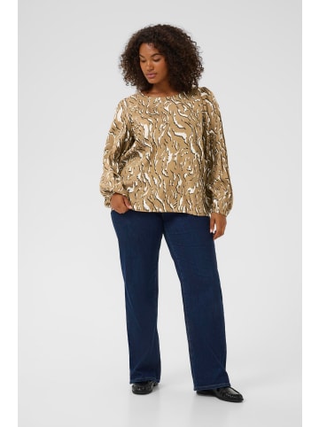 KAFFE curve Bluse langarm KCmilina Regular fit in Toasted Coconut Graphic Animal