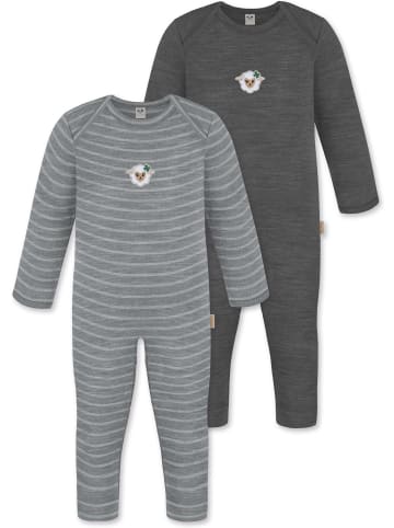 Normani Outdoor Sports 2er Pack Baby Merino Strampler Waverly in Grau/Anthrazit