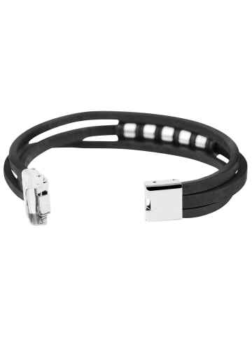Adeliás Unisex Armband aus Leder 21,5 cm in schwarz