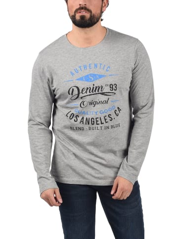 BLEND Langarmshirt BHDopper 20711609ME Longsleeve mit Frontprint in Grau