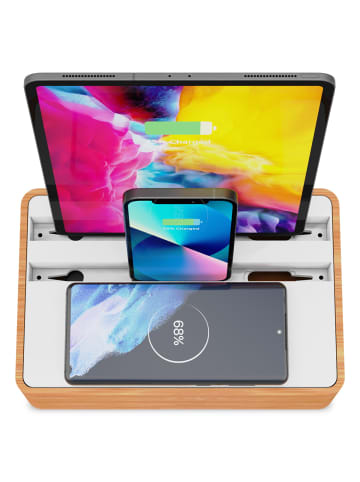 ALLDOCK ALLDOCK Pro Bambus - 4-Port USB-C Qi Design Ladestation 90W mit Xtra Pack
