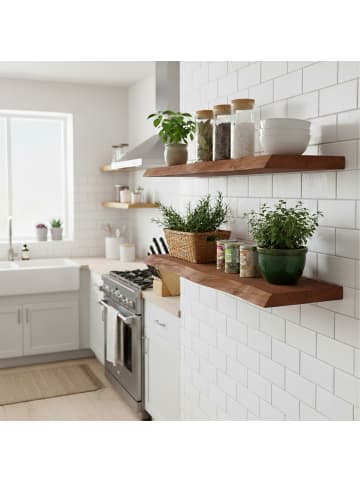 relaxdays Wandregal "Baumkante" in Dunkelbraun - (B)70 x (H)3 x (T)22 cm