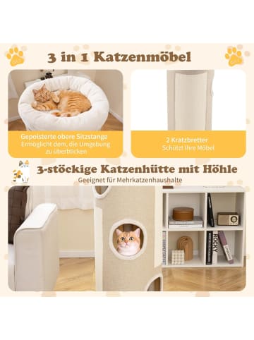 COSTWAY Kratztonne 4 Ebenen 113 cm hoch in Beige