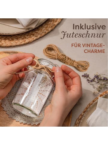 Praknu 12 Kleine Glasvasen - 12,5 cm hoch - Inklusive Juteschnur - Vintage