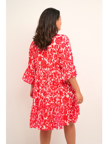 KAFFE curve Kleid KCella A-shape in Red Flower Print