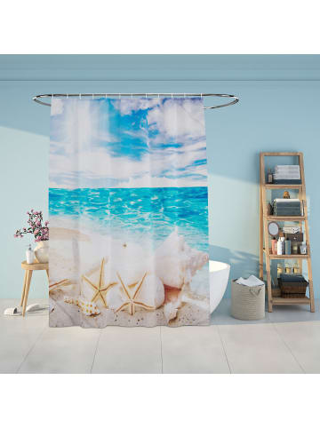 relaxdays Duschvorhang "Muscheln" in Mehrfarbig - 180x200 cm