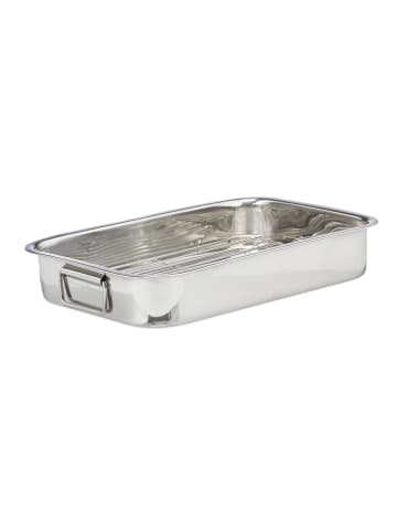 relaxdays 2tlg. Bräter in Silber - (B)38 x (H)6,5 x (T)27 cm