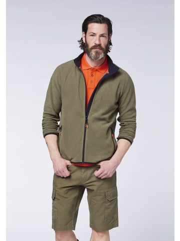 Gardena Fleece-Jacke im dezenten Logo-Look in Grün