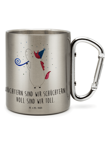 Mr. & Mrs. Panda Thermotasse Einhorn Party mit Spruch in Silber