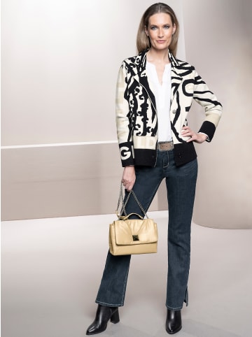 Heine Jacquardstrickjacke in schwarz-champagner-gemustert