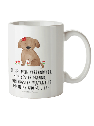 Mr. & Mrs. Panda Plastikbecher Hund Dame mit Spruch in Weiß
