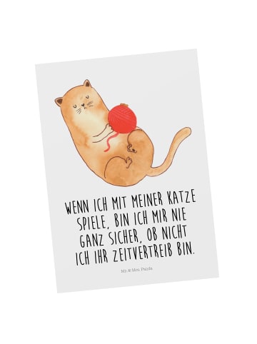 Mr. & Mrs. Panda Postkarte Katze Wolle mit Spruch in Weiß