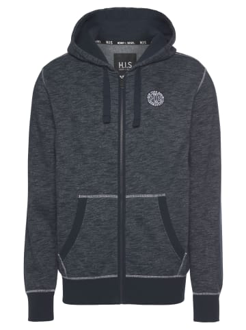 H.I.S. Kapuzensweatjacke in marine-meliert
