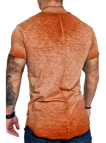 Amaci&Sons Basic Oversize T-Shirt mit V-Ausschnitt SAN FRANCISCO in Orange